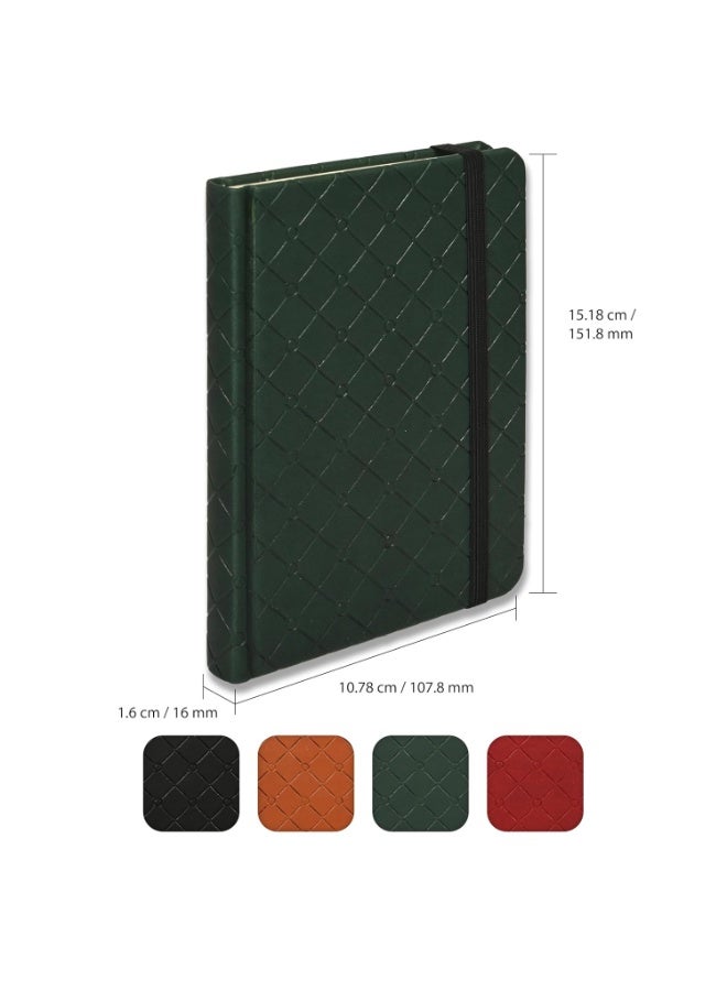 FIS® Executive Notebook, Italian PU Materials, A6 Size(105x148mm,) Round Corners, 96 Sheets, Single Ruled, 70gsm Italian Ivory Paper with Elastic Band Closure, 1 Piece, Green Color-FSNBEXA6GRD2 - Image 2